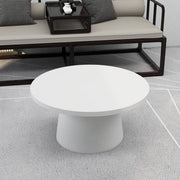 Dune Round 32" Wide Coffee Table in Fiberstone with a Pedestal Base White Coffee Table LeisureMod