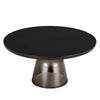 Tully 30-Inch Round Glass/Stone Coffee Table  with Iron Rim Frame and Glass Base