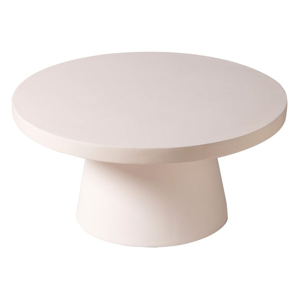 Dune Round 32" Wide Coffee Table in Fiberstone with a Pedestal Base Grey Coffee Table LeisureMod