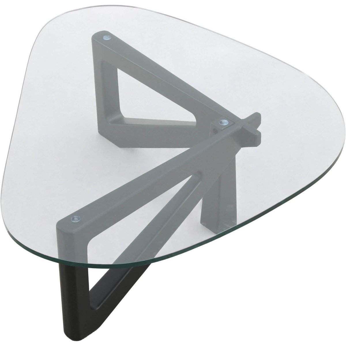 Imperial Triangular Coffee Table with a Glass Tabletop and Wood Base Black Coffee Table Leisuremod
