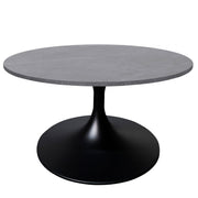 Verve Round Coffee Table with MDF/Resin/Sintered Stone Tabletop and Black Stainless Steel Base Sintered Stone 27 Inches Wide Grey Coffee Table Leisuremod
