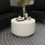 Terra 36" Round Coffee Table in Fiberstone for Indoor and Outdoor White Coffee Table LeisureMod