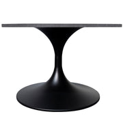 Verve Round Coffee Table with MDF/Resin/Sintered Stone Tabletop and Black Stainless Steel Base Sintered Stone 27 Inches Wide Grey Coffee Table Leisuremod