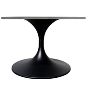 Verve Round Coffee Table with MDF/Resin/Sintered Stone Tabletop and Black Stainless Steel Base Resin 27 Inches Wide White Marble Coffee Table Leisuremod