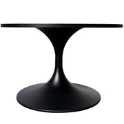 Verve Round Coffee Table with MDF/Resin/Sintered Stone Tabletop and Black Stainless Steel Base MDF 27 Inches Wide Black Marble Coffee Table Leisuremod