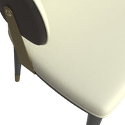 Aria Leather Dining Chair with a Curved Back and Gold Accents Design in Iron Black Dining Chair Leisuremod