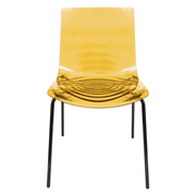 Astor Dining Chair Modern ABS Plastic Side Chair with Stainless-Steel Legs Orange Black Dining Chair Leisuremod