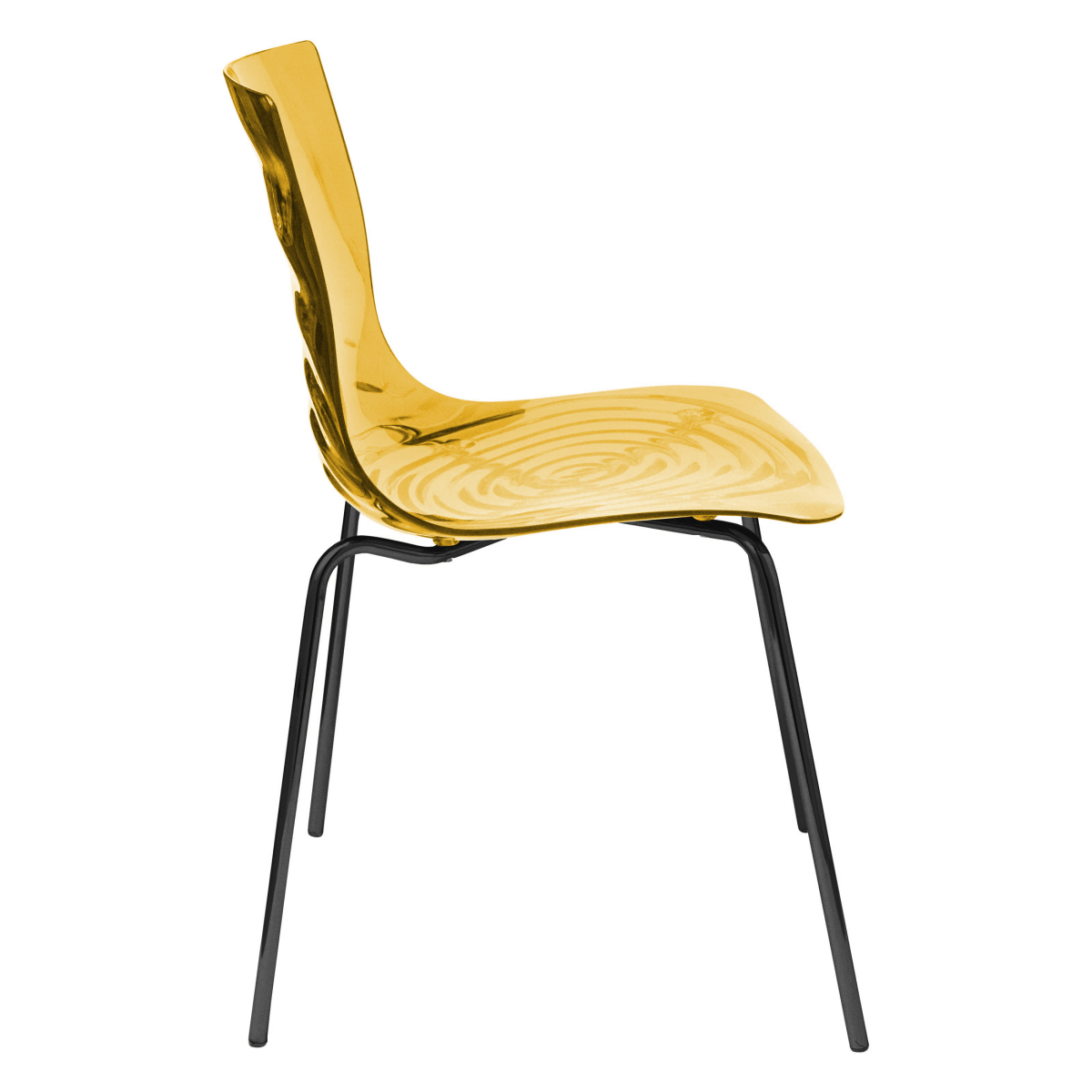 Astor Dining Chair Modern ABS Plastic Side Chair with Stainless-Steel Legs Orange Black Dining Chair Leisuremod