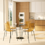 Astor Dining Chair Modern ABS Plastic Side Chair with Stainless-Steel Legs Orange Black Dining Chair Leisuremod