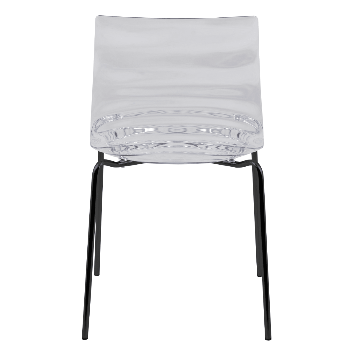 Astor Dining Chair Modern ABS Plastic Side Chair with Stainless-Steel Legs Clear Black Dining Chair Leisuremod