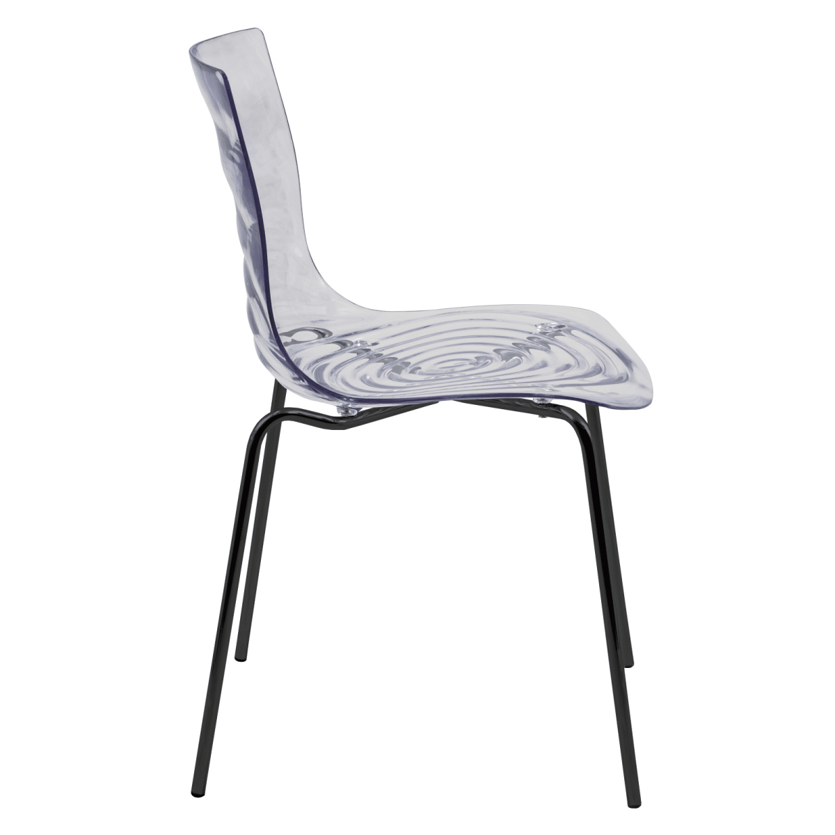 Astor Dining Chair Modern ABS Plastic Side Chair with Stainless-Steel Legs Clear Black Dining Chair Leisuremod