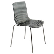 Astor Dining Chair Modern ABS Plastic Side Chair with Stainless-Steel Legs Transparent Black Chrome Dining Chair Leisuremod