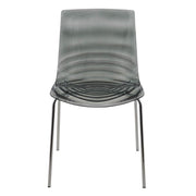 Astor Dining Chair Modern ABS Plastic Side Chair with Stainless-Steel Legs Transparent Black Chrome Dining Chair Leisuremod