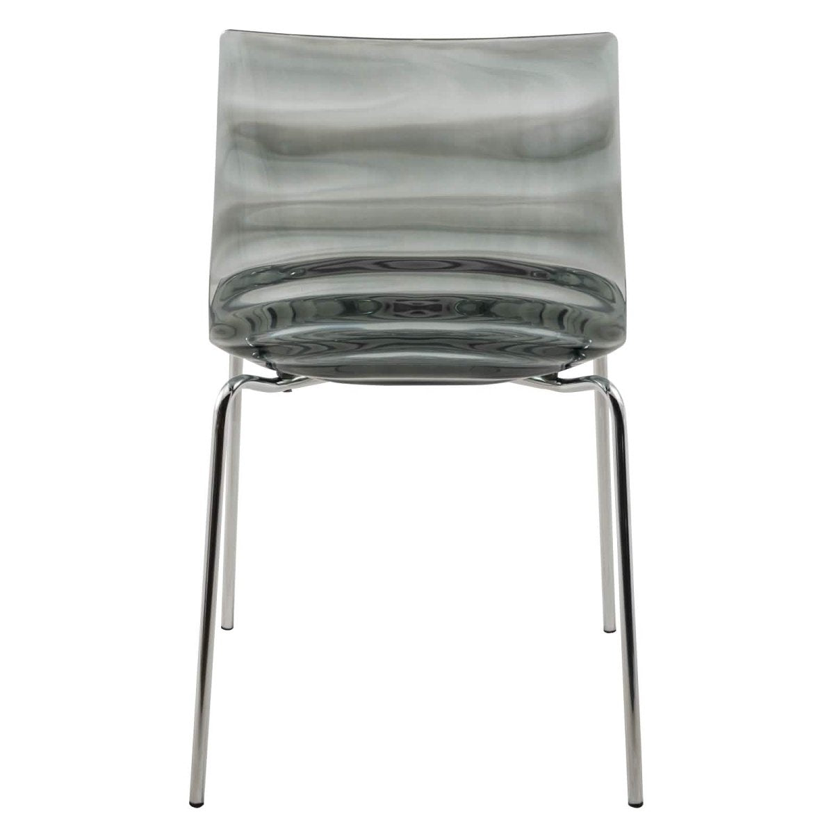 Astor Dining Chair Modern ABS Plastic Side Chair with Stainless-Steel Legs Transparent Black Chrome Dining Chair Leisuremod