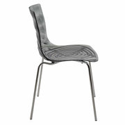 Astor Dining Chair Modern ABS Plastic Side Chair with Stainless-Steel Legs Transparent Black Chrome Dining Chair Leisuremod