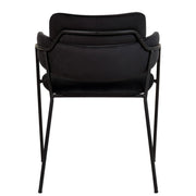 Axis Upholstered Dining Chair with Curved Open-Back and Arms and Black/Gold Stainless Steel Legs Black Velvet Black Dining Chair Leisuremod