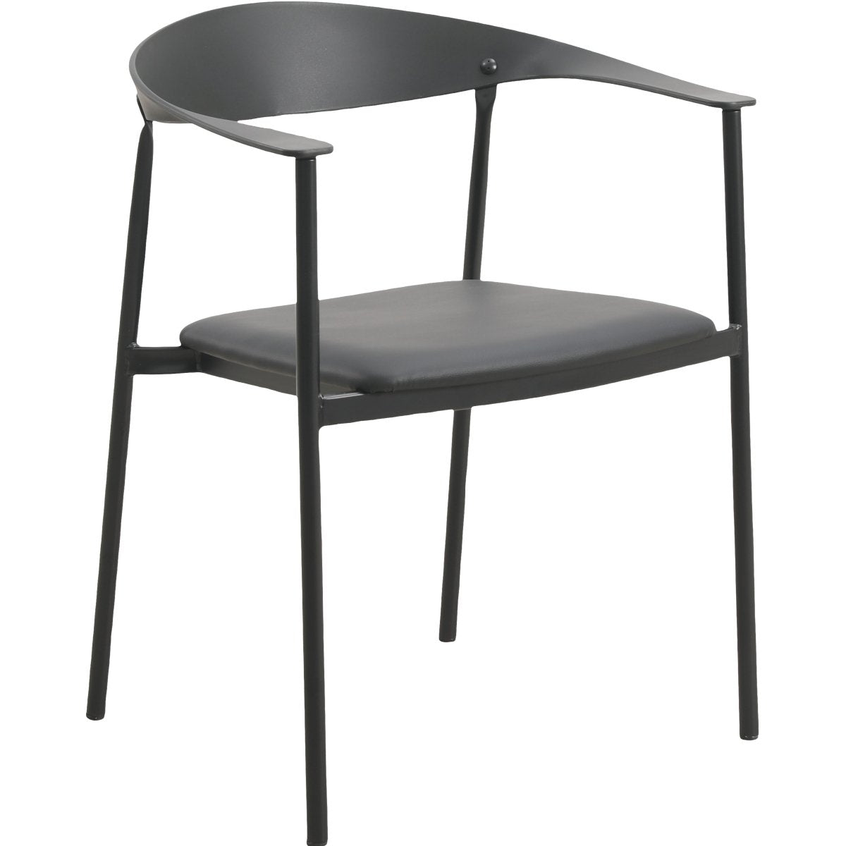 Kora Dining Chair Upholstered in Leather with Stainless Steel Frame and Legs Black Dining Chair Leisuremod