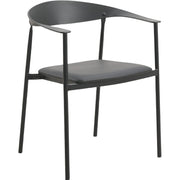 Kora Dining Chair Upholstered in Leather with Stainless Steel Frame and Legs Black Dining Chair Leisuremod
