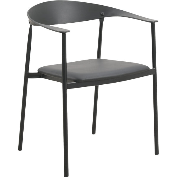 Kora Dining Chair Upholstered in Leather with Stainless Steel Frame and Legs Black Dining Chair Leisuremod