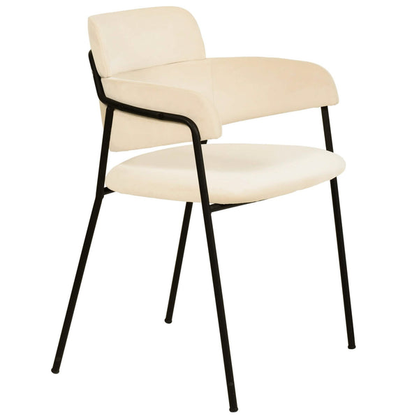 Axis Upholstered Dining Chair with Curved Open-Back and Arms and Black/Gold Stainless Steel Legs Black Velvet Beige Dining Chair Leisuremod