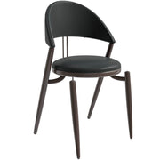 Venice Dining Chair Upholstered Leather in Iron With an Open Curved Back Design Black Dining Chair Leisuremod