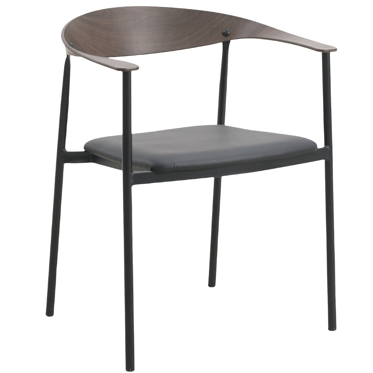 Kora Dining Chair Upholstered in Leather with Stainless Steel Frame and Legs Brown Black Dining Chair Leisuremod