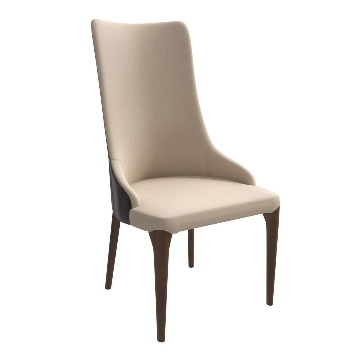 Elm Dining Chair with a Leather/Velvet Seat and a Two-Tone Color Design Backrest in Ash Wood Brown Dining Chair Leisuremod