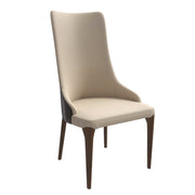 Elm Dining Chair with a Leather/Velvet Seat and a Two-Tone Color Design Backrest in Ash Wood Brown Dining Chair Leisuremod