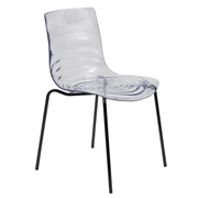 Astor Dining Chair Modern ABS Plastic Side Chair with Stainless-Steel Legs Clear Black Dining Chair Leisuremod