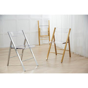 Menno Modern Acrylic Gold Base Folding Chair Clear Dining Chair Leisuremod