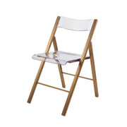 Menno Modern Acrylic Gold Base Folding Chair Clear Dining Chair Leisuremod