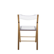 Menno Modern Acrylic Gold Base Folding Chair Clear Dining Chair Leisuremod