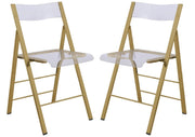 Menno Modern Acrylic Gold Base Folding Chair Clear Dining Chair Leisuremod