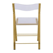 Menno Modern Acrylic Gold Base Folding Chair Dining Chair Leisuremod