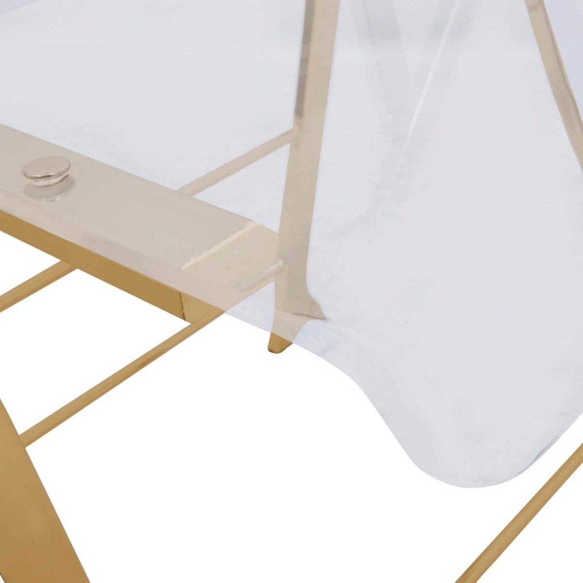 Menno Modern Acrylic Gold Base Folding Chair Dining Chair Leisuremod