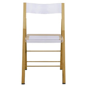 Menno Modern Acrylic Gold Base Folding Chair Dining Chair Leisuremod