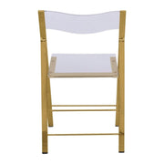 Menno Modern Acrylic Gold Base Folding Chair Dining Chair Leisuremod