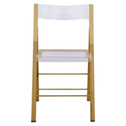 Menno Modern Acrylic Gold Base Folding Chair Dining Chair Leisuremod