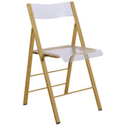 Menno Modern Acrylic Gold Base Folding Chair Dining Chair Leisuremod