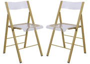 Menno Modern Acrylic Gold Base Folding Chair Dining Chair Leisuremod
