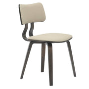 Clivo Modern Wooden Dining Chair Upholstered in Leather With Walnut Color Frame Dark Walnut Taupe Dining Chair Leisuremod
