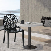 Cornelia Modern ABS Plastic Stackable Dining Chair with Cut-Out Tree Design Solid Black Dining Chair Leisuremod