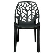 Cornelia Modern ABS Plastic Stackable Dining Chair with Cut-Out Tree Design Solid Black Dining Chair Leisuremod