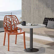 Cornelia Modern ABS Plastic Stackable Dining Chair with Cut-Out Tree Design Solid Orange Dining Chair Leisuremod