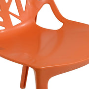 Cornelia Modern ABS Plastic Stackable Dining Chair with Cut-Out Tree Design Solid Orange Dining Chair Leisuremod
