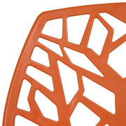 Cornelia Modern ABS Plastic Stackable Dining Chair with Cut-Out Tree Design Solid Orange Dining Chair Leisuremod
