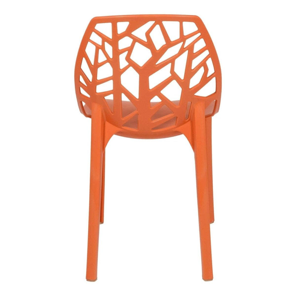 Cornelia Modern ABS Plastic Stackable Dining Chair with Cut-Out Tree Design Solid Orange Dining Chair Leisuremod