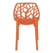 Cornelia Modern ABS Plastic Stackable Dining Chair with Cut-Out Tree Design Solid Orange Dining Chair Leisuremod