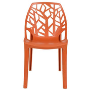 Cornelia Modern ABS Plastic Stackable Dining Chair with Cut-Out Tree Design Solid Orange Dining Chair Leisuremod