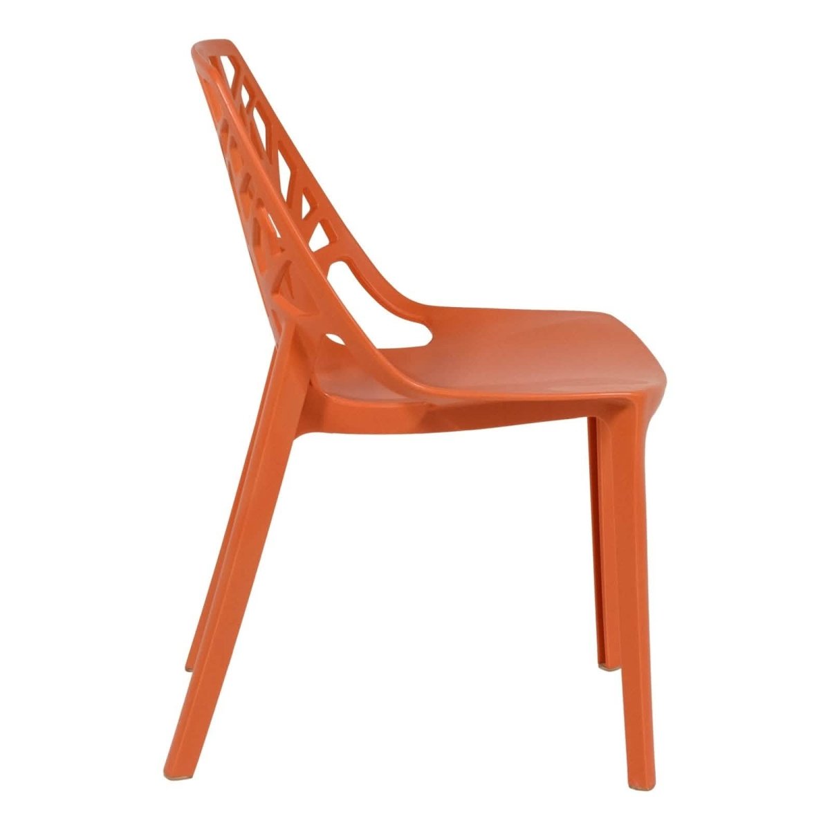 Cornelia Modern ABS Plastic Stackable Dining Chair with Cut-Out Tree Design Solid Orange Dining Chair Leisuremod